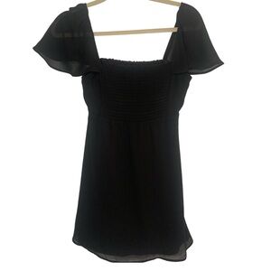 Show Me Your MuMu Small Black Flutter Sleeve Smock Top Flirty Party Mini Dress